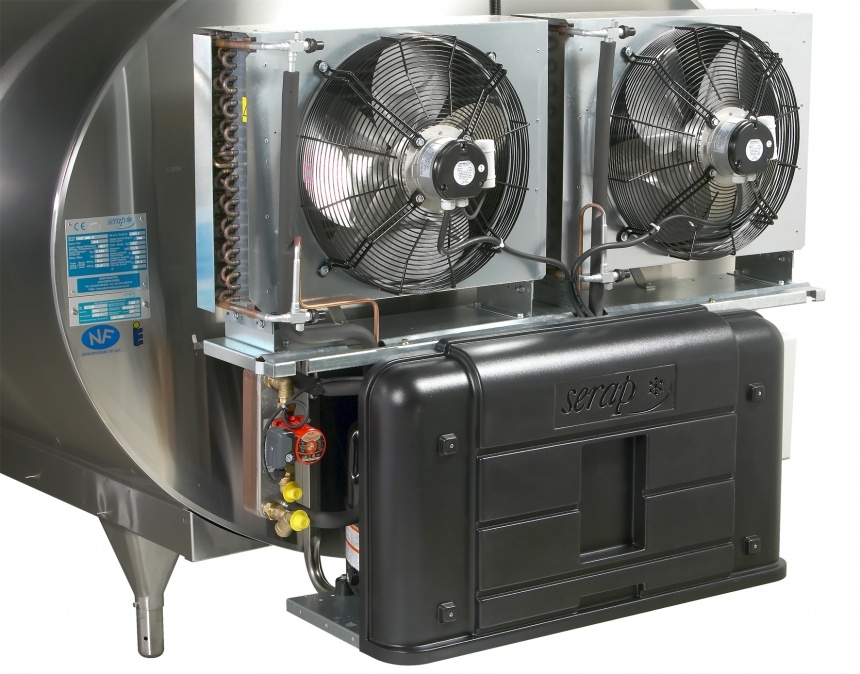 Рекуператор тепла SERATEMP, установленный на холодильном агрегате.